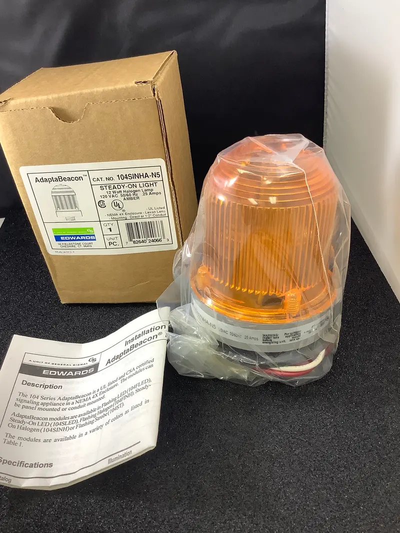 104Sinha-N5 - Edwards - Amber Steady-On Halogen Beacons, 120Vac 1