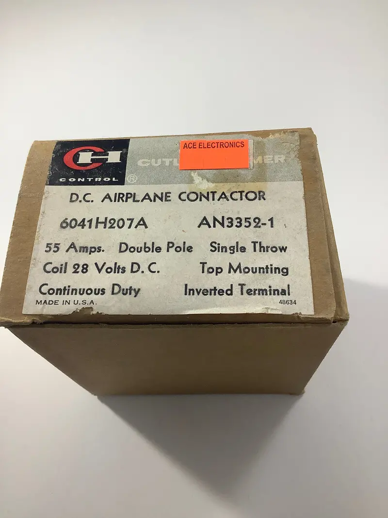 6041H207a - Cutler Hammer Aircraft Contactor 28Vdc Coil, 55Amp Dpst Relay  An3352-1 1