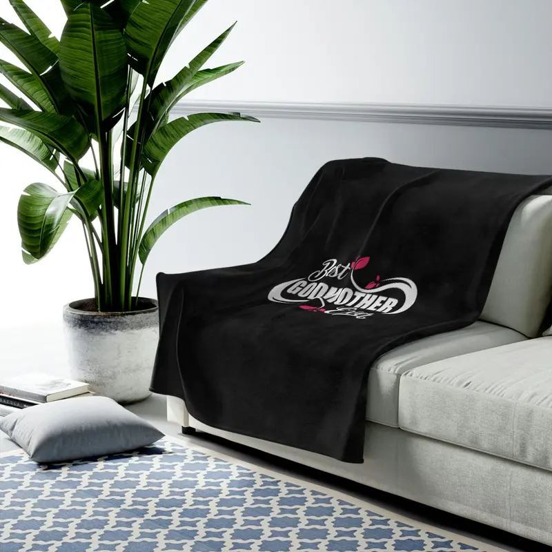Best Godmother Ever Velveteen Plush Blanket 1