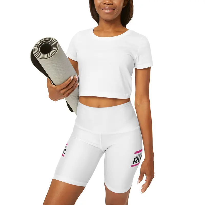 Black Girls Run High Waisted Yoga Shorts (Aop) 1
