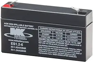 Es1.2-6 - Mk Battery - 6V 1.2Ah Sealed Lead Acid Battery Tab=.187 1