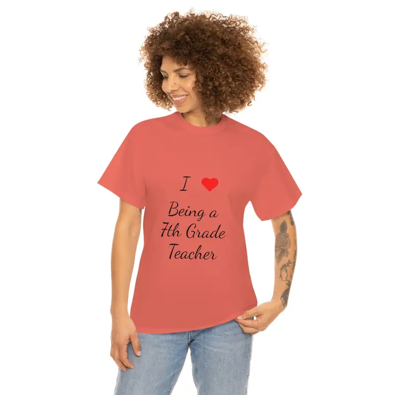 I Love Being A 7Th Grade Teacher Cotton Tee 1