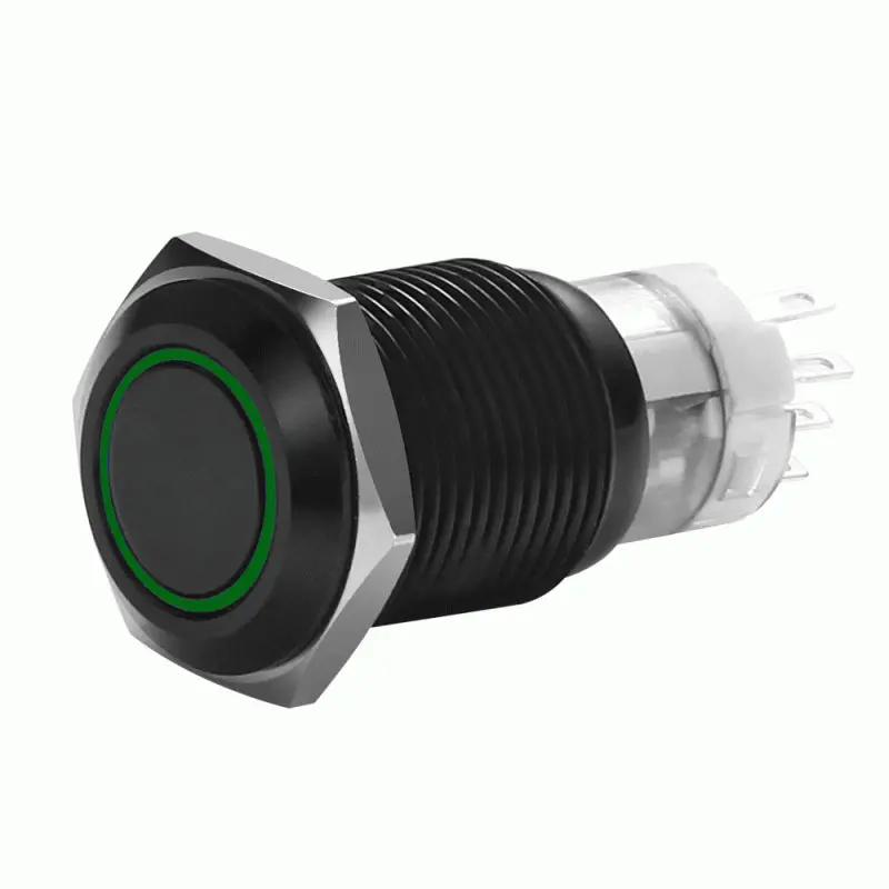 Mibrbsg16 - 16Mm (Mom) Black Switch W/ Harness - Green 1