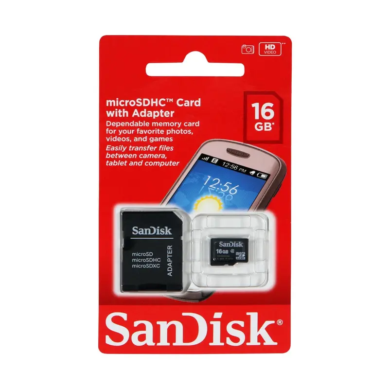Sandisk Micro 16Gb Sdhc With Micro Adapter 1