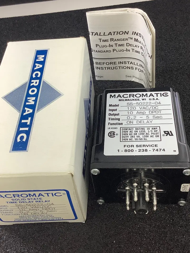 Ss-50222-04 - Macromatic - Dpdt 10Amp 120Vac/Dc .2-5 Sec On Delay Relay 1