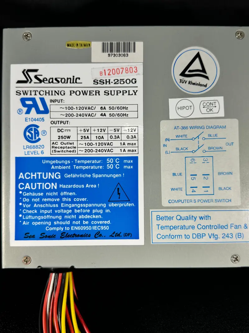 Ssh-250G - Seasonic - 250 Watt Ps2 / At Power Supply 1
