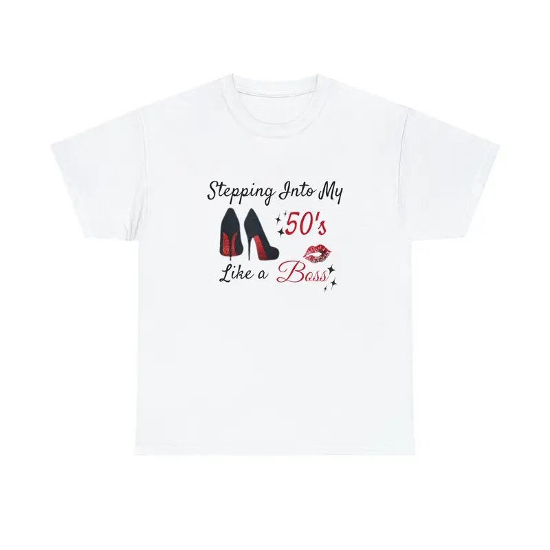 Stepping Into My 50'S Unisex Heavy Cotton Tee 1