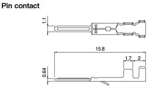 Sym-001T-0.6(N) -C - Jst - Terminal Pin 28-22 Awg Od1.2-1.8Mm Tin, Chain Form, 100 Contacts Per Package. Quantity Shown Available = 100 Packs. 1