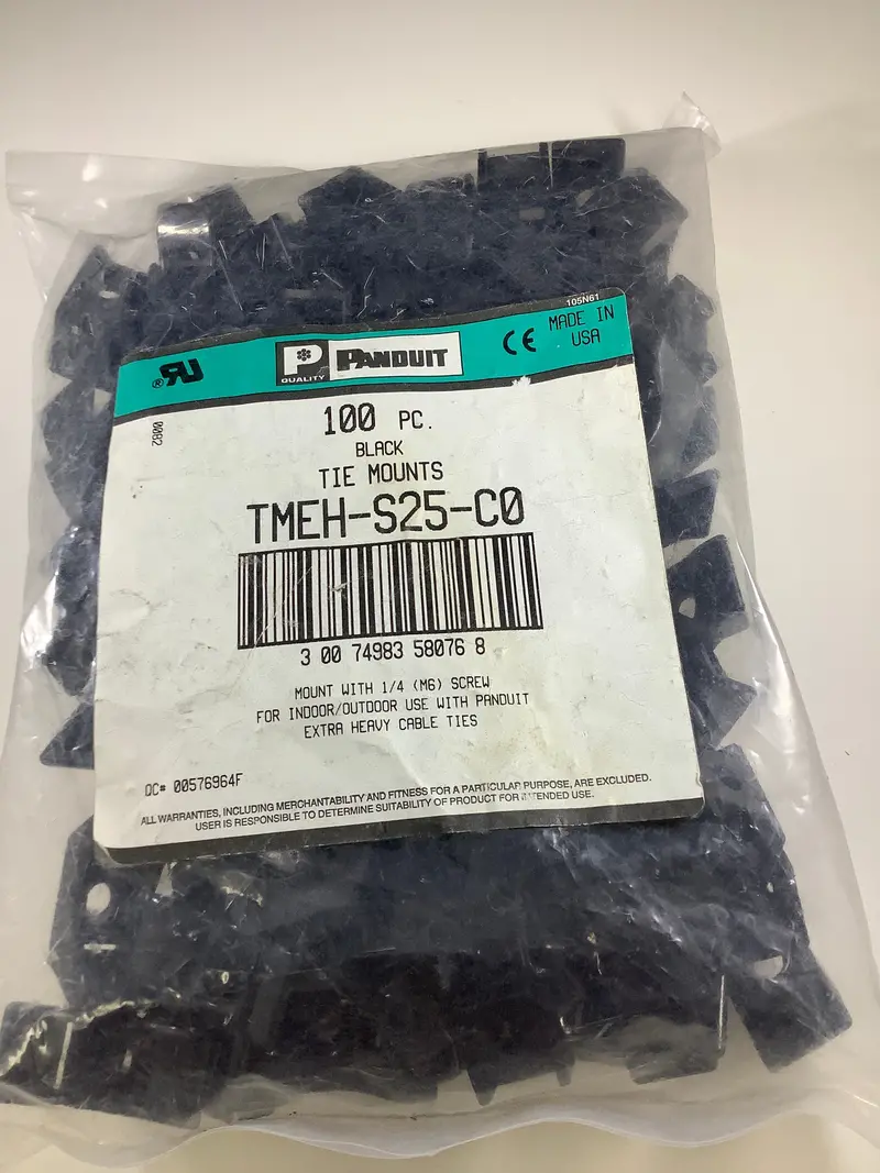 Tmeh-S25-C0 - Panduit - Cable Tie Hldr Dual Scrw 1/4 Blk 100 Bag 1