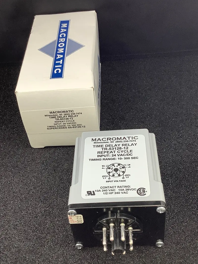 Tr53128-12 - Macromatic - 10-300 Sec Repeat Cycle Delay Relay 24Vac/Dc 1