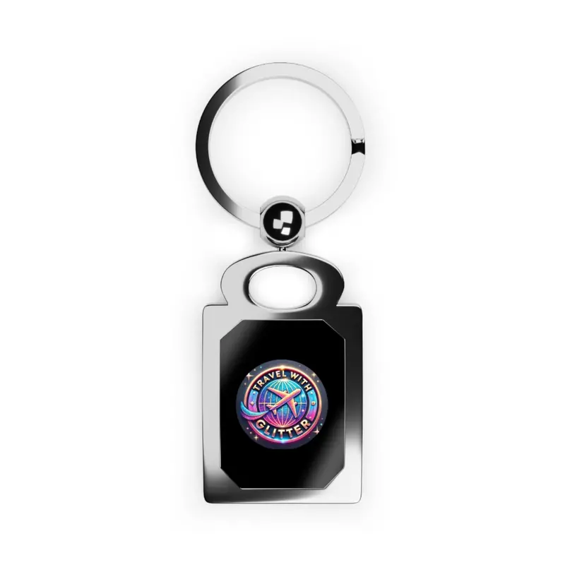 Travel With Glitter Rectangle Photo Keyring 1