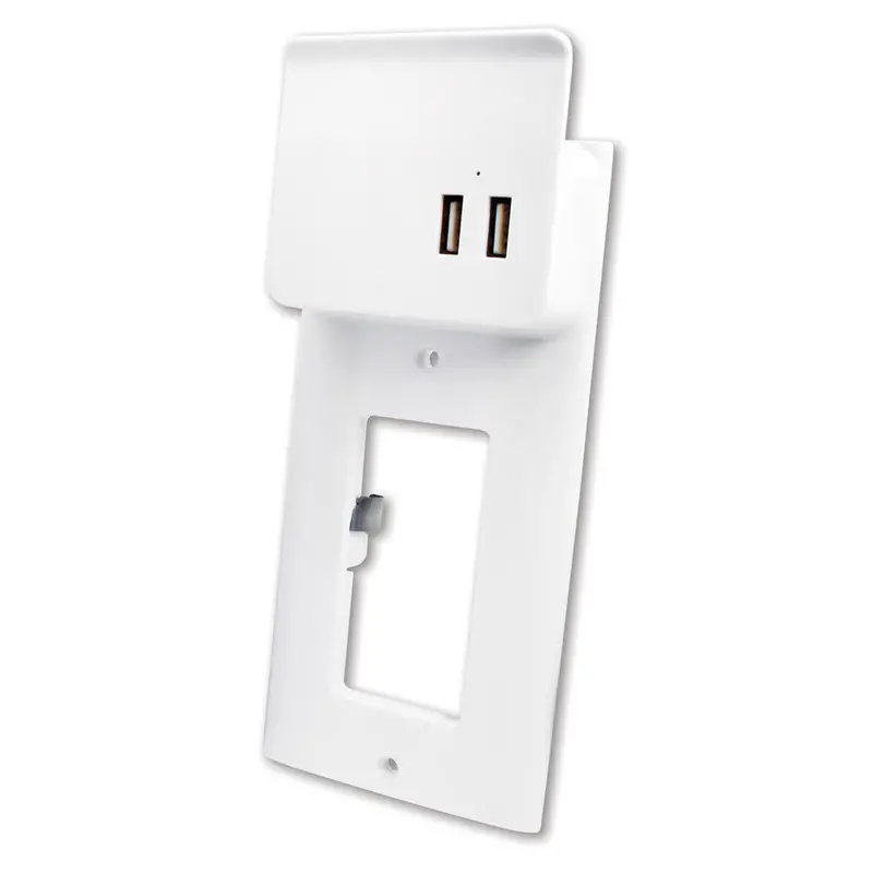 Usb D╔Cora Wall Plate Charger; Dual Usb; 2.1A; White 1